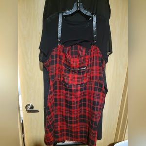 Shein Curve Plaid/Fishnet Dress 2X